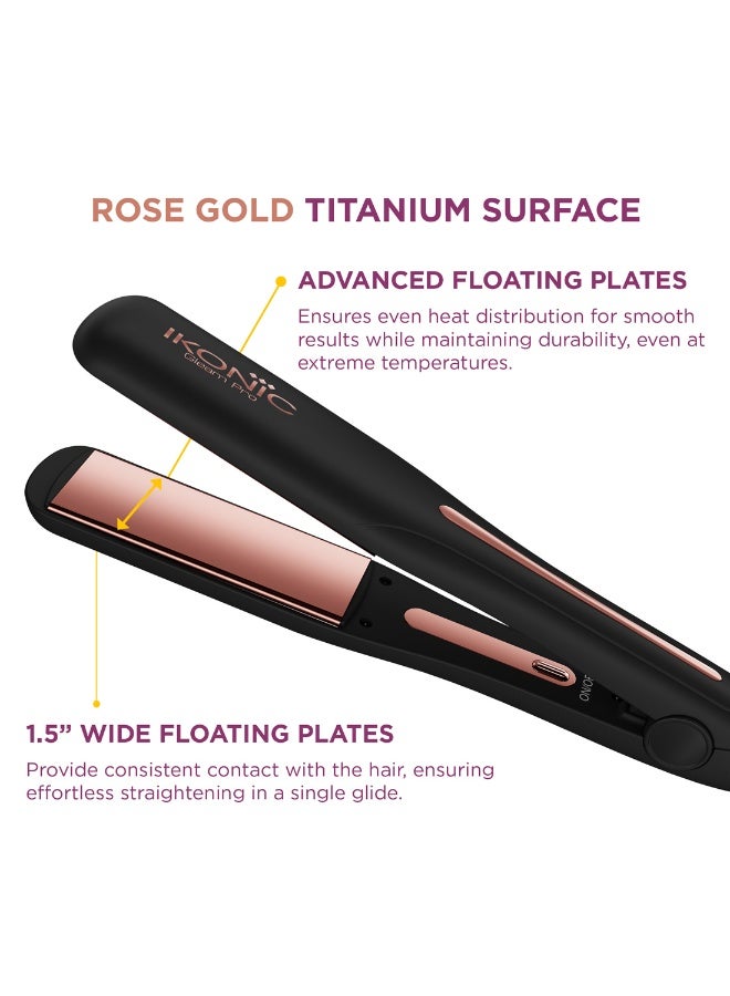 أي كونيك ألواح تيتانيوم بلون ذهبي وردي بعرض 1.5 بوصة، تحكم رقمي في درجة الحرارة، تسخين سريع، إيقاف تلقائي، مناسبة لجميع أنواع الشعر - Image 4